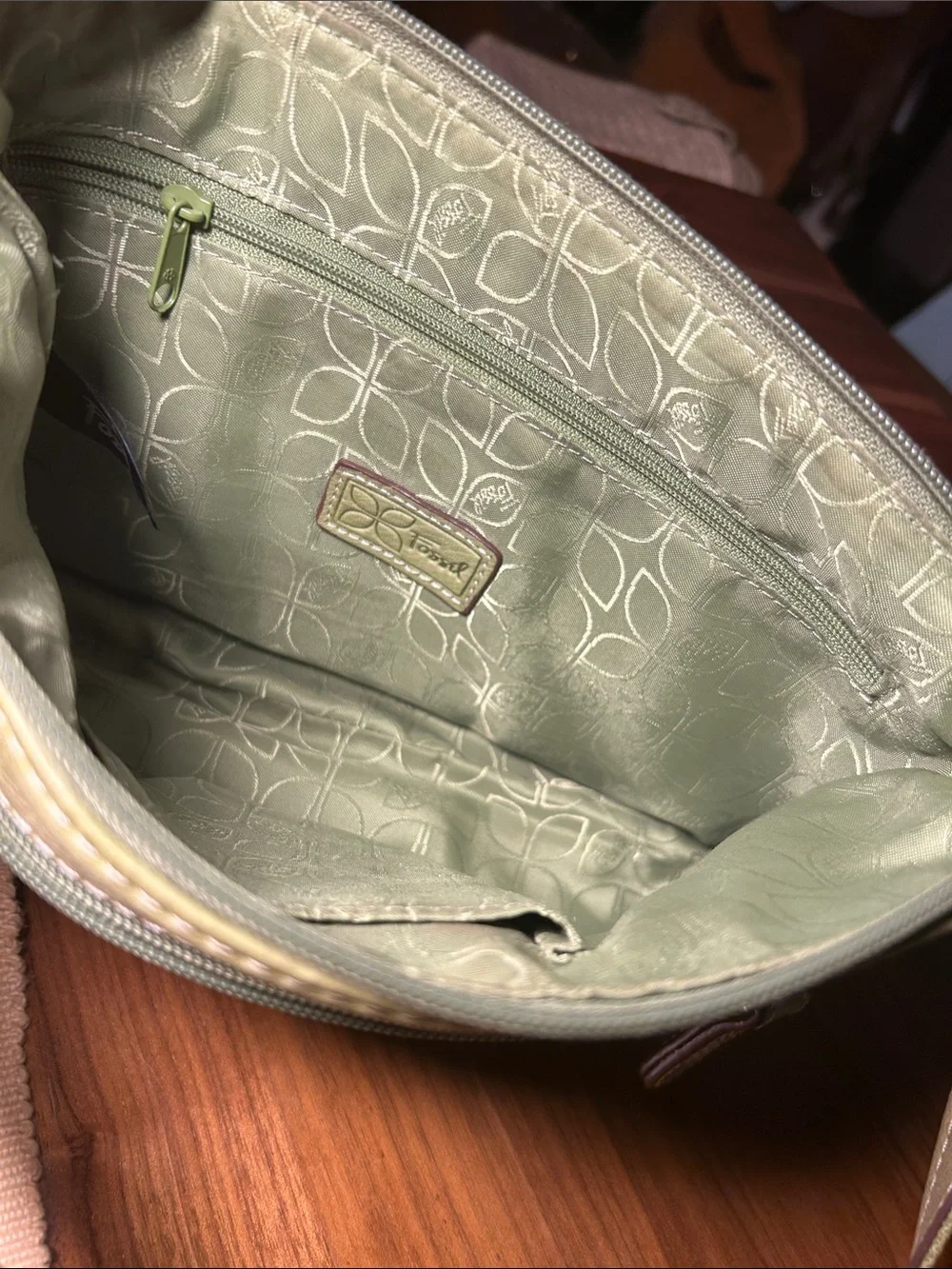 Fossil Olive Leather Crossbody Shoulder Bag